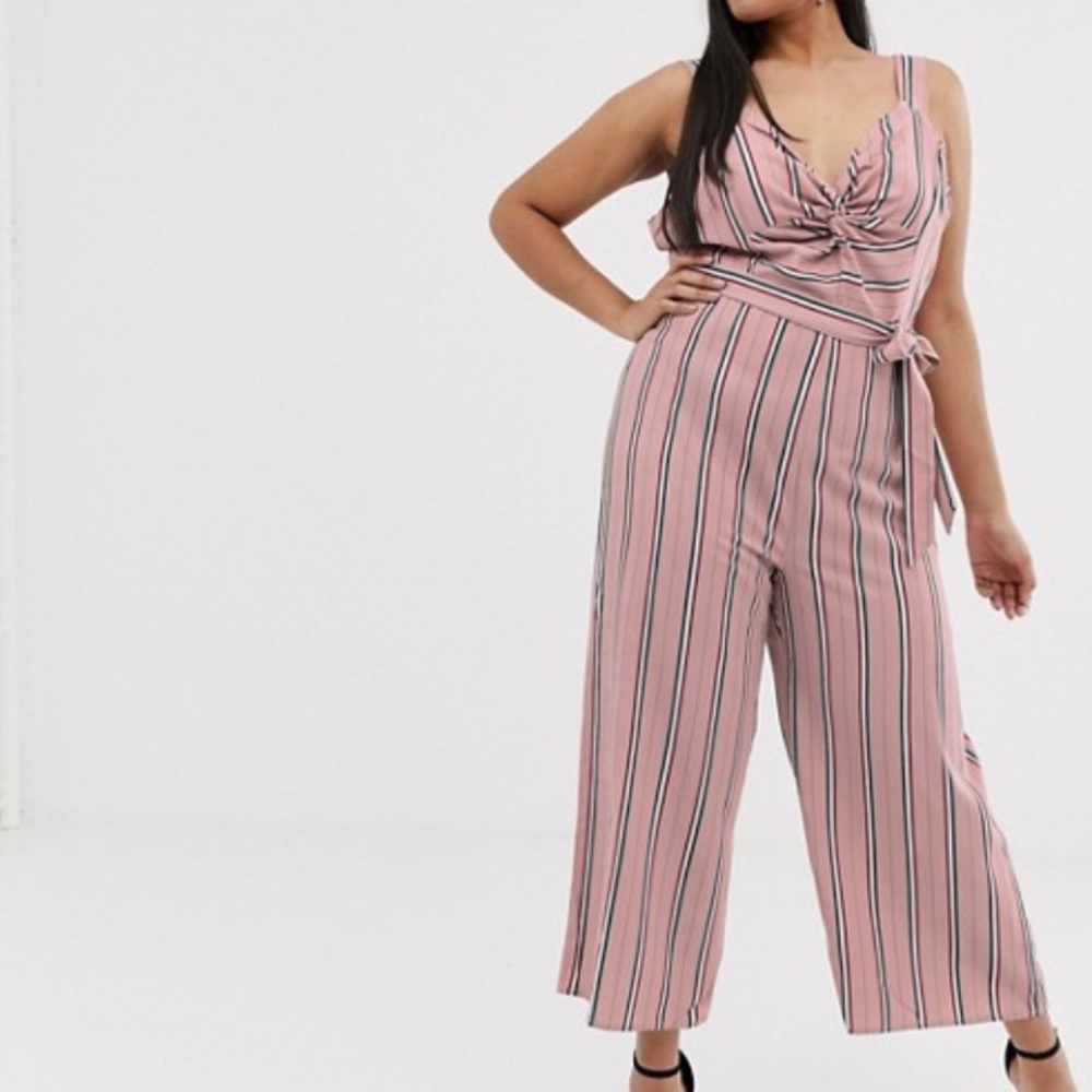 ASOS Unique21 Hero stripe twist wrap jumpsuit NIB